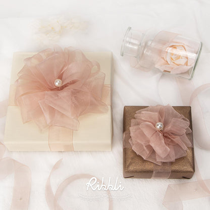 Sweet Nectar Pink Sheer Organza Ribbon,1 Inches x Continuous 50 Yard,Rose Ribbon for Gift Wrapping,Bouquet Wrapping,Wedding Decoration,All Crafting and Sewing