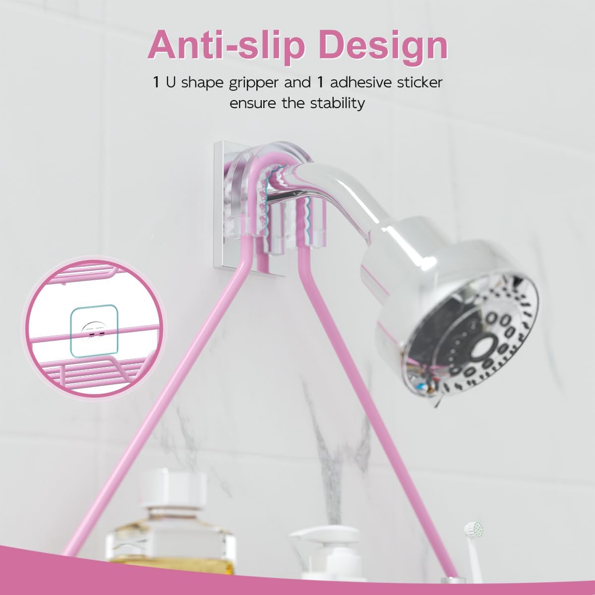 Pink Shower Caddy Over Shower Head, Pink Bathroom Accessories, Gift for Girlfriend, Wife, Little Girl