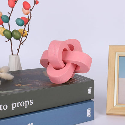 Wood Knot Decor Coffee Table Decor Shelf Decor Table Books Hand Carved Home Decoration Boho Farmhouse Rustic Modern Chain Link Decor Shabby Chic Bookshelf Decor 3 Link Wooden Knot, 4.3 inch