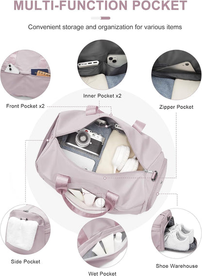Gym Bag for Women with Shoe Compartment, Sport Travel Duffel Bag for Men