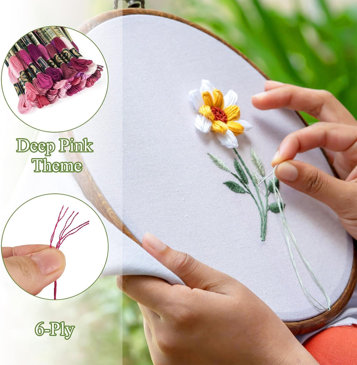 210 Yards Handmade 6-Ply Polyester Embroidery Floss Pink Crewel Cross Stitch Threads 1mm Embroidery Thread Bulk for Jewelry Making Sewing Holiday Decorations Crafts DIY Projects
