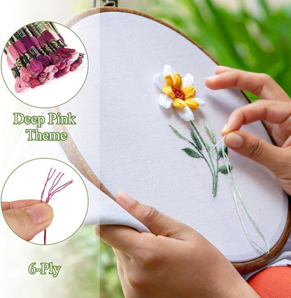 210 Yards Handmade 6-Ply Polyester Embroidery Floss Pink Crewel Cross Stitch Threads 1mm Embroidery Thread Bulk for Jewelry Making Sewing Holiday Decorations Crafts DIY Projects