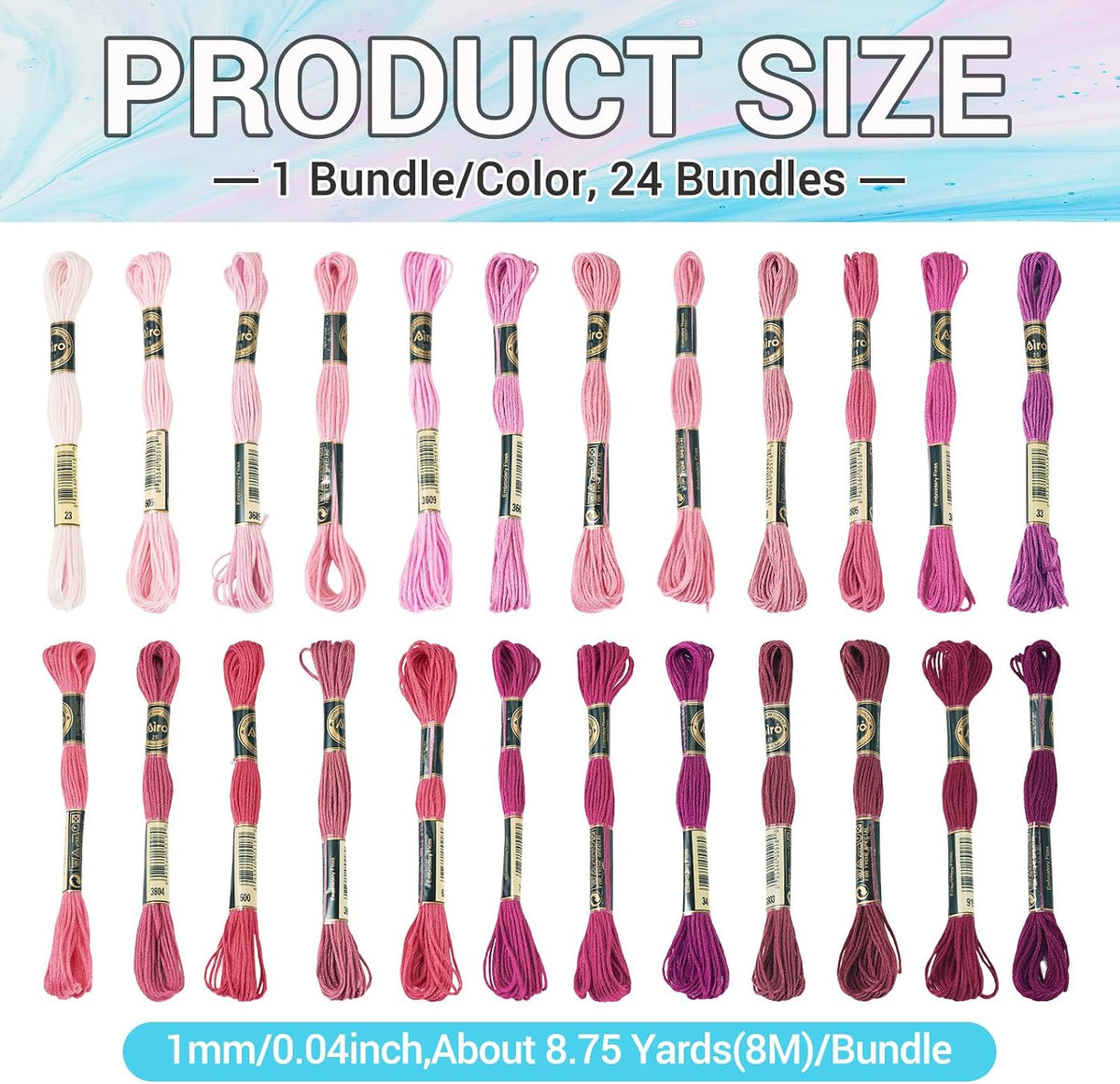 210 Yards Handmade 6-Ply Polyester Embroidery Floss Pink Crewel Cross Stitch Threads 1mm Embroidery Thread Bulk for Jewelry Making Sewing Holiday Decorations Crafts DIY Projects