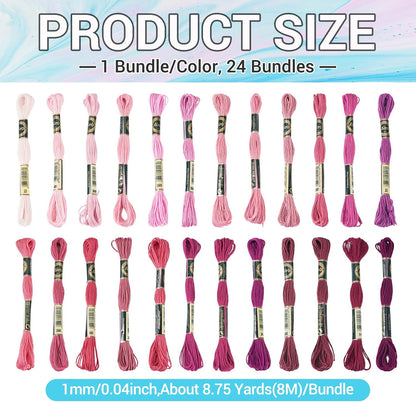210 Yards Handmade 6-Ply Polyester Embroidery Floss Pink Crewel Cross Stitch Threads 1mm Embroidery Thread Bulk for Jewelry Making Sewing Holiday Decorations Crafts DIY Projects