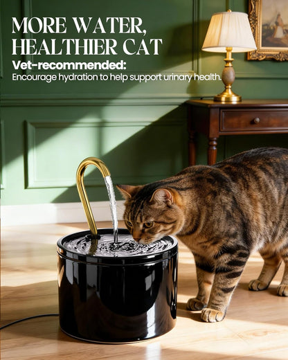 Tomxcute Ceramic Cat Water Fountain: 1.2L/40oz Compact BPA-Free All Ceramic Body-Pure Copper Water Spout for Cats Puppies-Small Pets Ultra-Quiet Pump 2 Filters