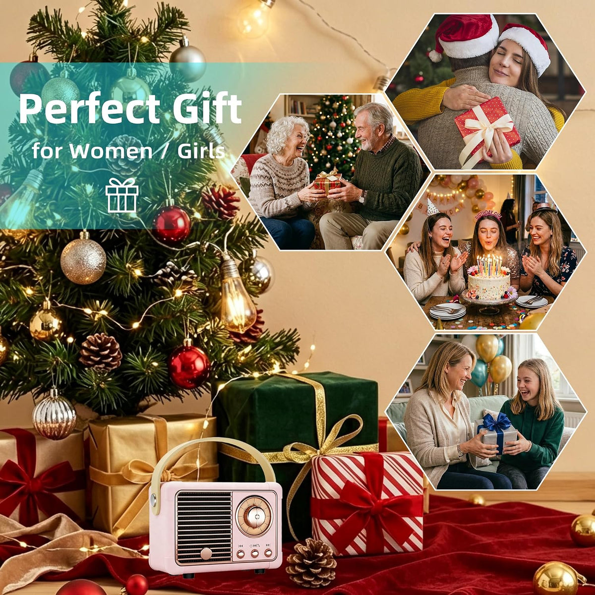 Retro Bluetooth Speaker, Gifts for Teen Girls, Cute Room Decor