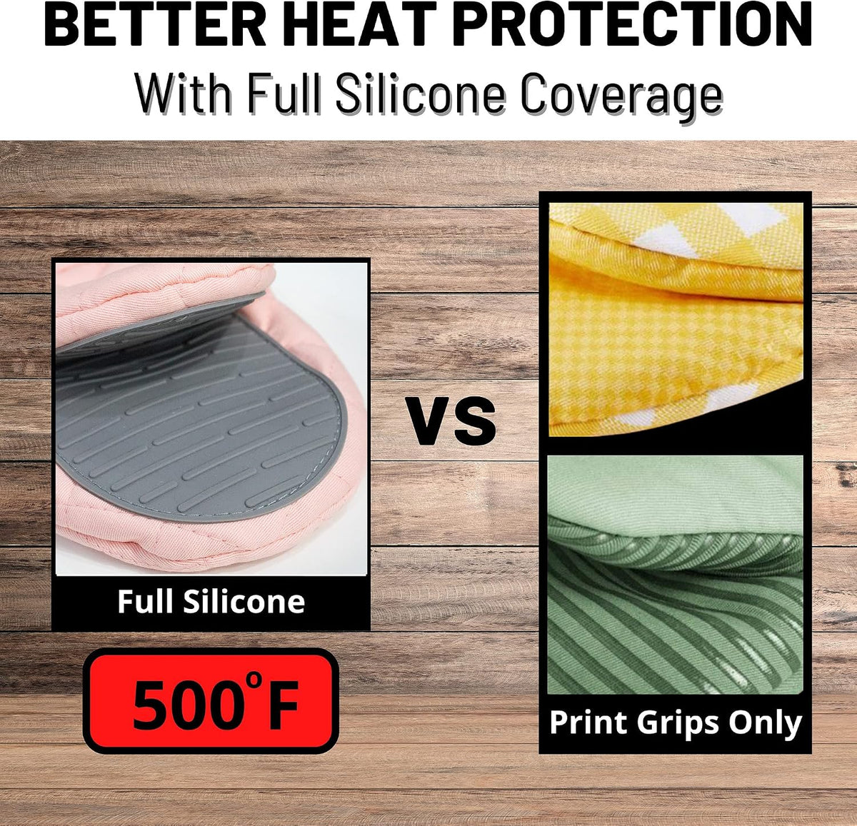 Pink Silicone Oven Mitts & Pot Holders Set - Heat Resistant, Mini Kitchen Gloves for Cooking