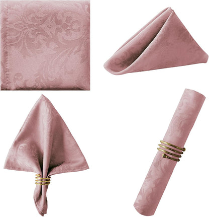 Pink Jacquard Cloth Dinner Napkins, 20 x 20 Inch, Set of 4
