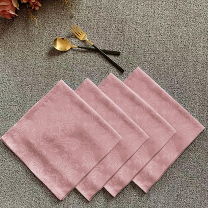 Pink Jacquard Cloth Dinner Napkins, 20 x 20 Inch, Set of 4