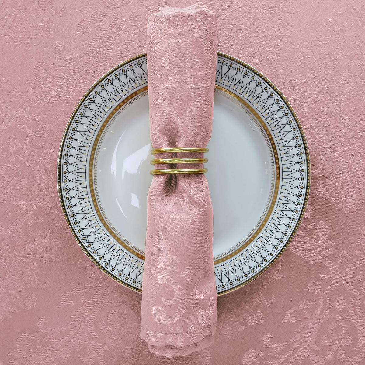 Pink Jacquard Cloth Dinner Napkins, 20 x 20 Inch, Set of 4