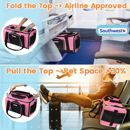 Top-Expandable Small Pet Carrier 18"x13"x9.5" Airline Approved