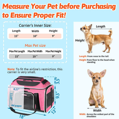 Top-Expandable Small Pet Carrier 18"x13"x9.5" Airline Approved