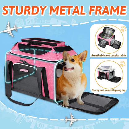 Top-Expandable Small Pet Carrier 18"x13"x9.5" Airline Approved