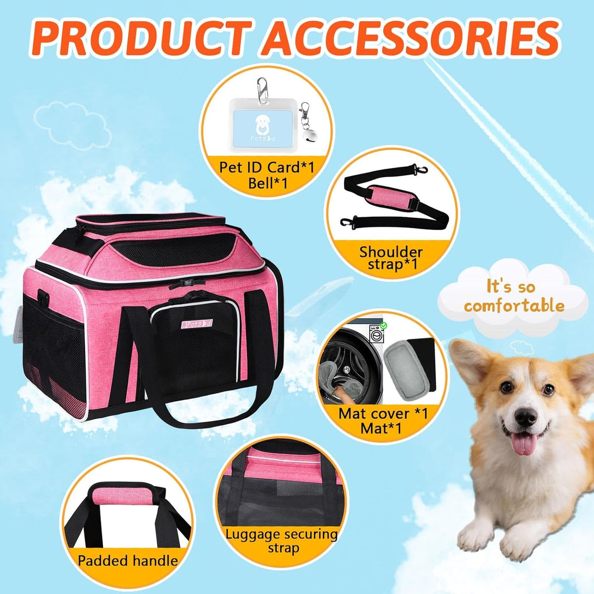 Top-Expandable Small Pet Carrier 18"x13"x9.5" Airline Approved