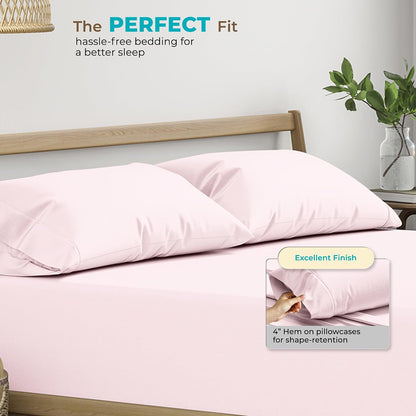 100% Egyptian Cotton Queen Pillow Cases Set of 2 - Luxury 800 Series Euphoria Collection Queen Pillow Cases (Blush), Soft Cooling Hotel Cotton Pillowcases, Fits Standard Pillows