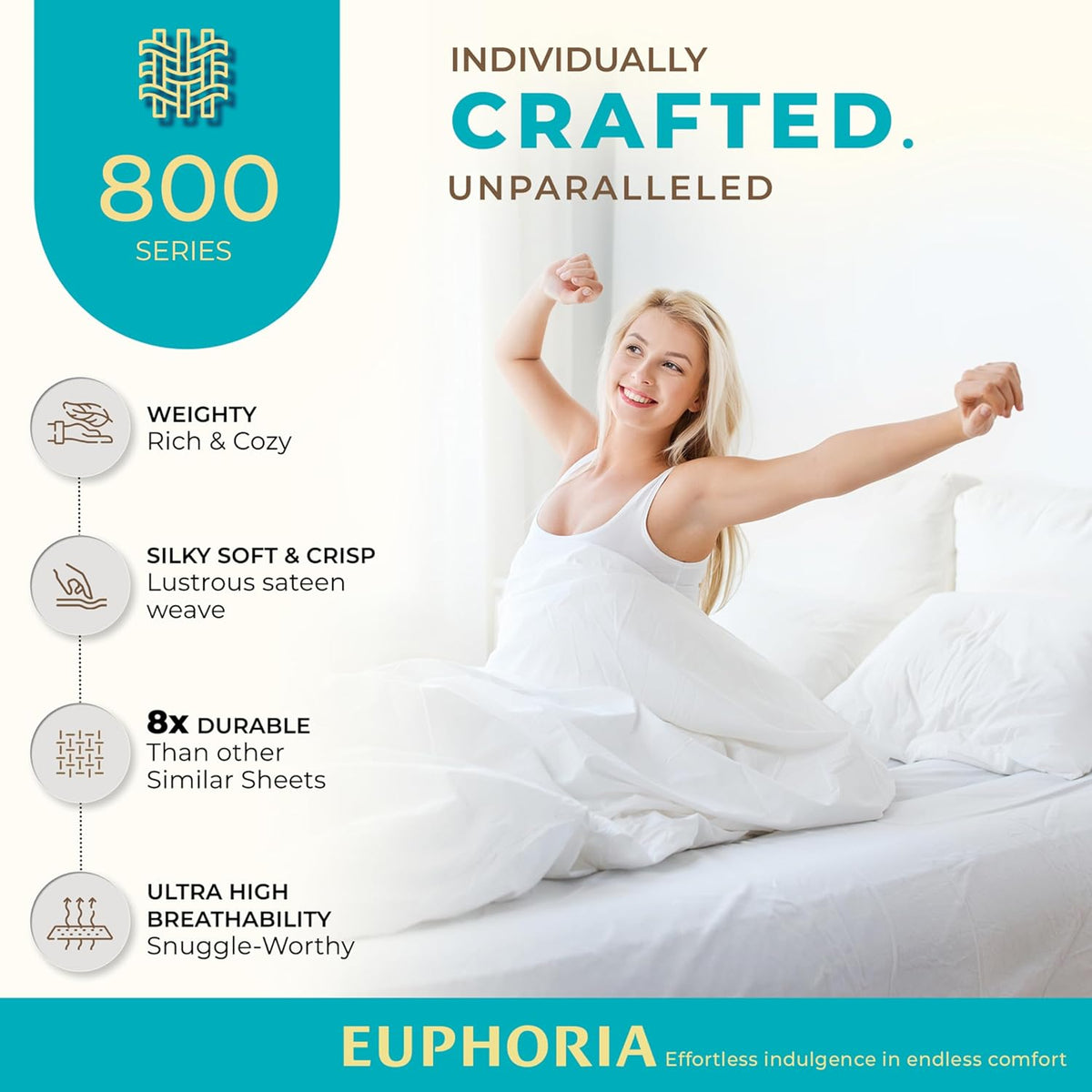 100% Egyptian Cotton Queen Pillow Cases Set of 2 - Luxury 800 Series Euphoria Collection Queen Pillow Cases (Blush), Soft Cooling Hotel Cotton Pillowcases, Fits Standard Pillows