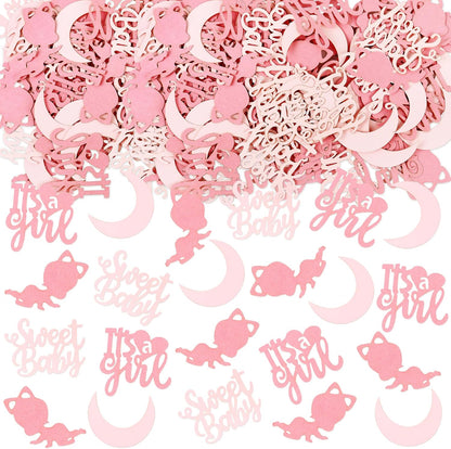 200Pcs Double-sided Pink Baby Shower Confetti It's a Girl Sweet Baby Table Decorations Pink Girl Baby Table Scatter Confetti for Baby Shower Gender Reveal Party Confetti Supplies