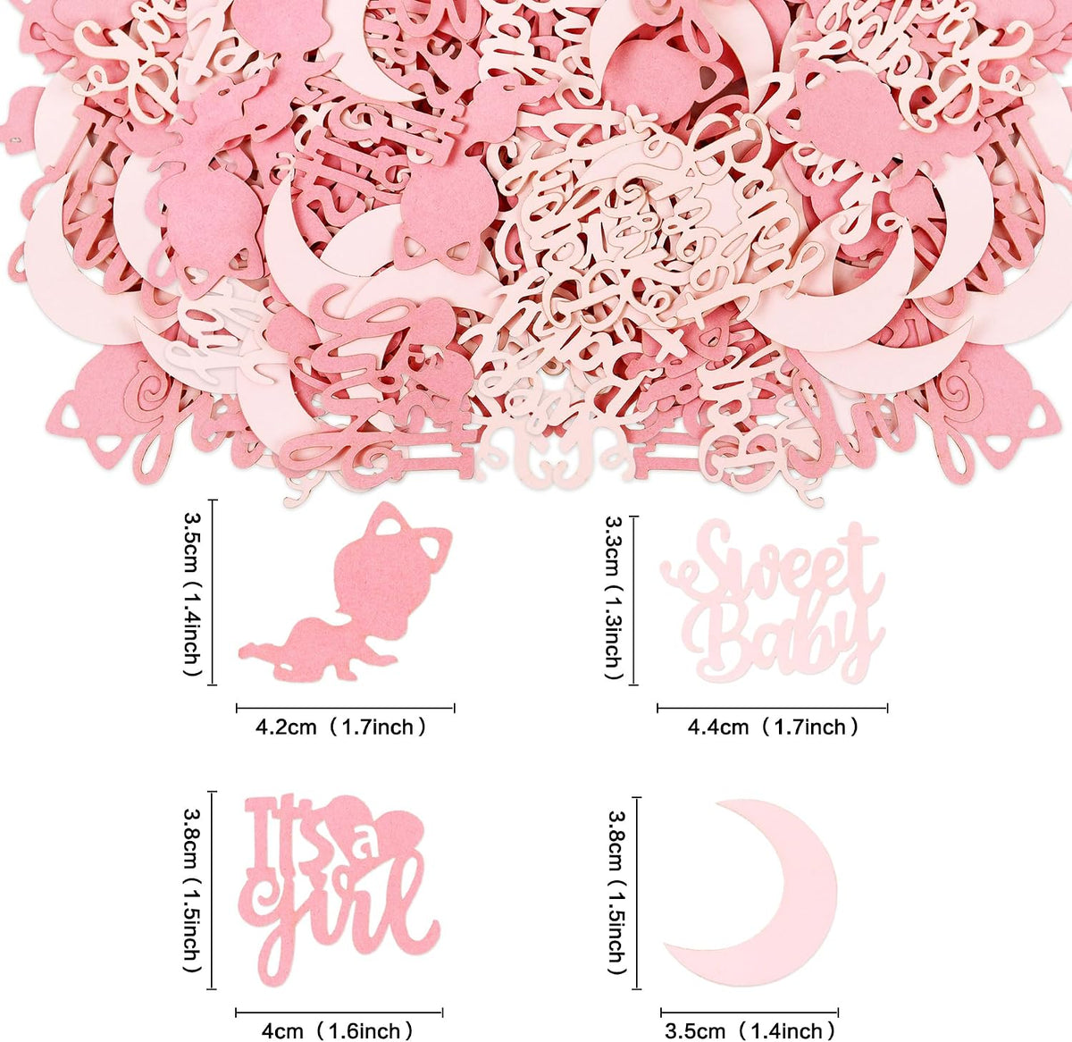 200Pcs Double-sided Pink Baby Shower Confetti It's a Girl Sweet Baby Table Decorations Pink Girl Baby Table Scatter Confetti for Baby Shower Gender Reveal Party Confetti Supplies