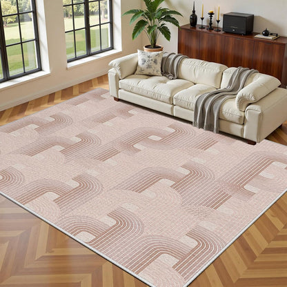 Abstract Geometric Rug for Bedroom, Modern Neutral Rugs, 5x7 Area Rugs