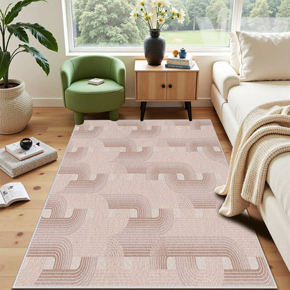 Abstract Geometric Rug for Bedroom, Modern Neutral Rugs, 5x7 Area Rugs