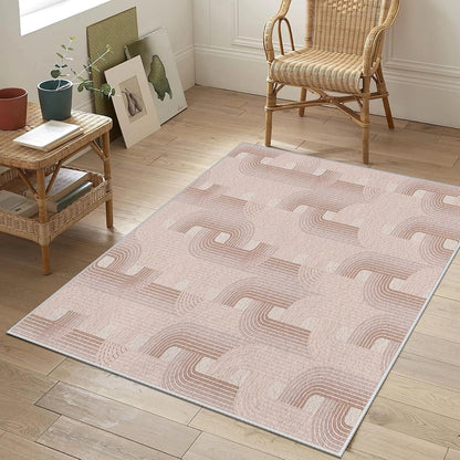 Abstract Geometric Rug for Bedroom, Modern Neutral Rugs, 5x7 Area Rugs