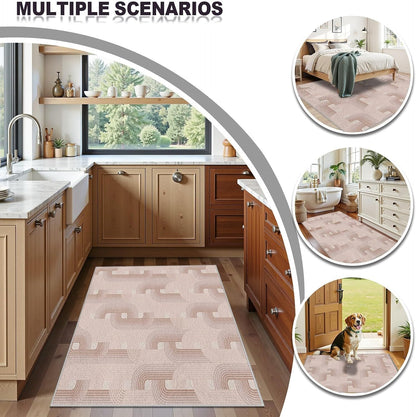 Abstract Geometric Rug for Bedroom, Modern Neutral Rugs, 5x7 Area Rugs