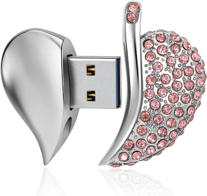 High Speed USB 3.0 Flash Drive,Cute Romantic Heart Shape USB Memory Stick,Thumb Drive for Photos, Music, Files Storage (Pink, 64, GB)