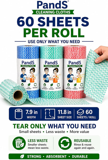 Reusable Paper Towels Washable, 2 Pack 120 Count Disposable Dish Cloths, Kitchen Washcloths Bathroom Hand Towels, Fast Dry Dishwashing Rags - Strong Absorbent - Green & Pink