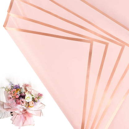 30 Sheets Pink Gold Edge Flower Bouquet Wrapping Paper，Florist Supplies Fully Water-Resistant Floral Bouquet Wrapping Paper Bouquet Accessorie，Flower Shop Packaging Pape for DIY Gift Wedding Birthday