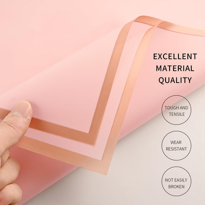 30 Sheets Pink Gold Edge Flower Bouquet Wrapping Paper，Florist Supplies Fully Water-Resistant Floral Bouquet Wrapping Paper Bouquet Accessorie，Flower Shop Packaging Pape for DIY Gift Wedding Birthday