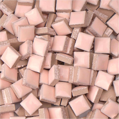 Ceramic Mosaic Tiles for Crafts, 300g/200 Pieces - Mosaic Square Tile(0.47in), Glazed Porcelain Tiles for Home Decoration DIY Projects (Beige Pink)