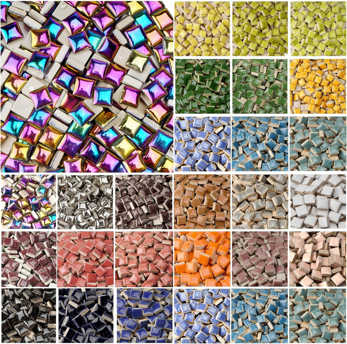 Ceramic Mosaic Tiles for Crafts, 300g/200 Pieces - Mosaic Square Tile(0.47in), Glazed Porcelain Tiles for Home Decoration DIY Projects (Beige Pink)
