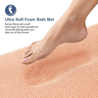 Thick Memory Foam Bathroom Rugs 30x20, Absorbent Bath Mat, Peach