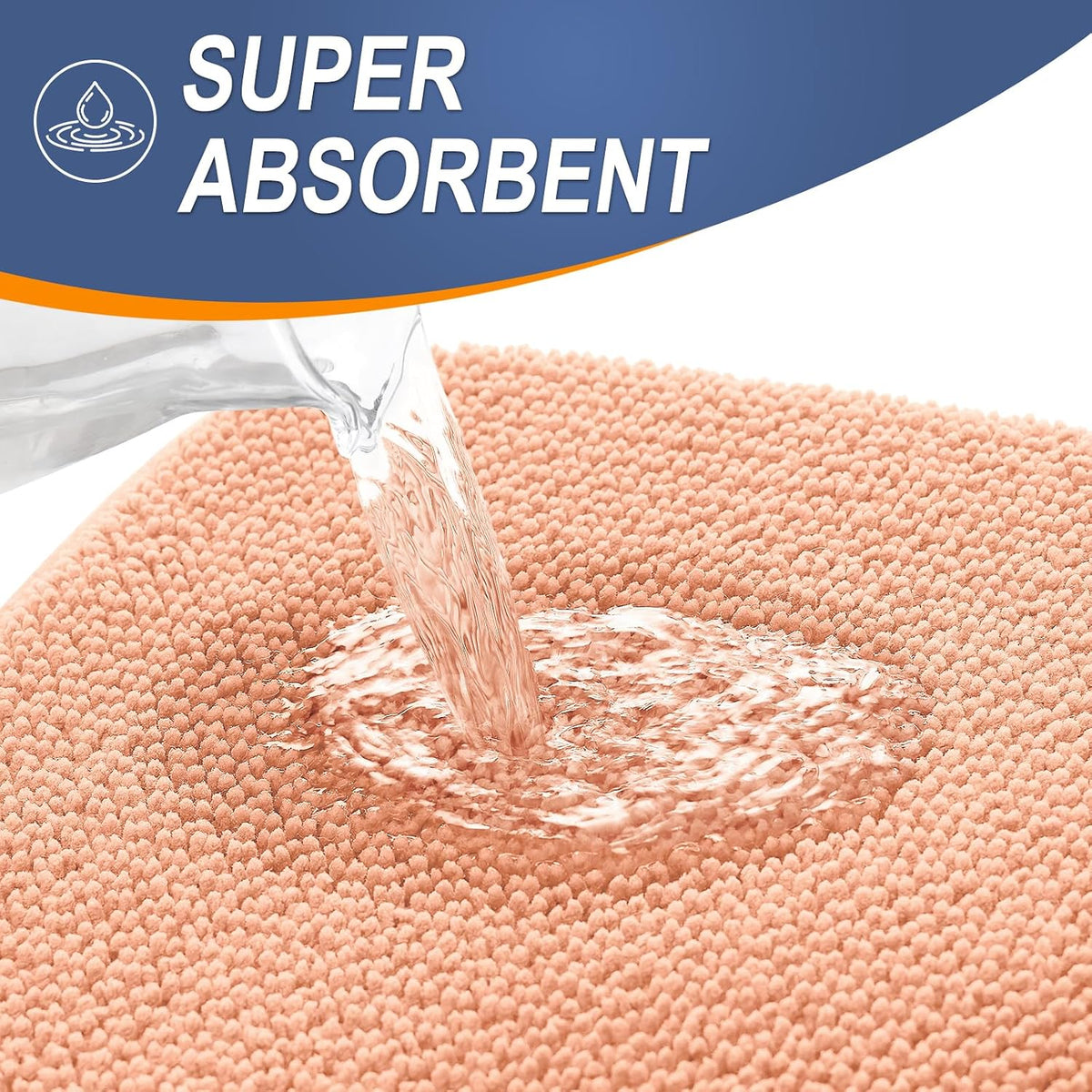 Thick Memory Foam Bathroom Rugs 30x20, Absorbent Bath Mat, Peach