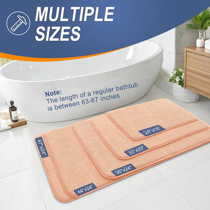 Thick Memory Foam Bathroom Rugs 30x20, Absorbent Bath Mat, Peach