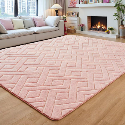 5x7 Pink Fluffy Shag Area Rug for Girls Bedroom Living Room