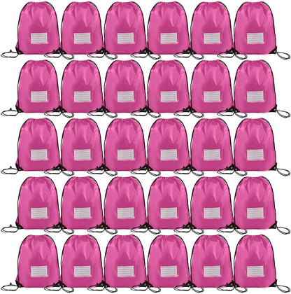 30 Pack Drawstring Bags,Bulk Draw String Backpack, Gym Sports Cinch Bag Sackpack for Women Men, Pink
