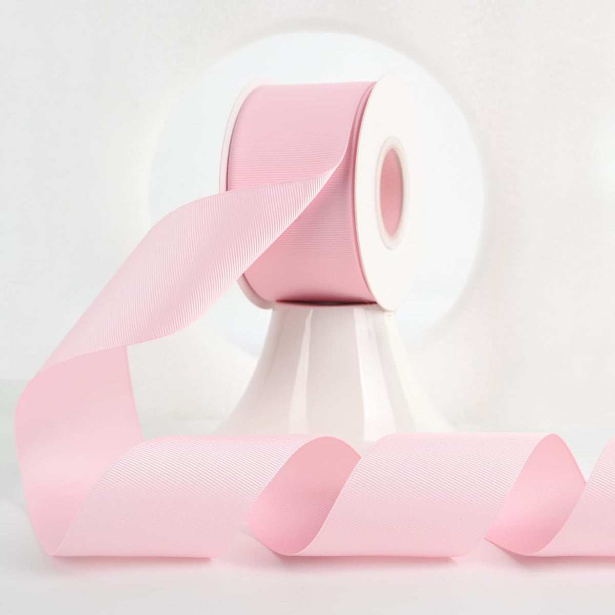 Pink Grosgrain Ribbon 2 Inch Grosgrain Hair Ribbons 25 Yards Per Roll Light Pink Baby Shower Ribbon for Hair Bow Supplies Boutique Ribbons for Crafts, Sewing, Scrapbooking