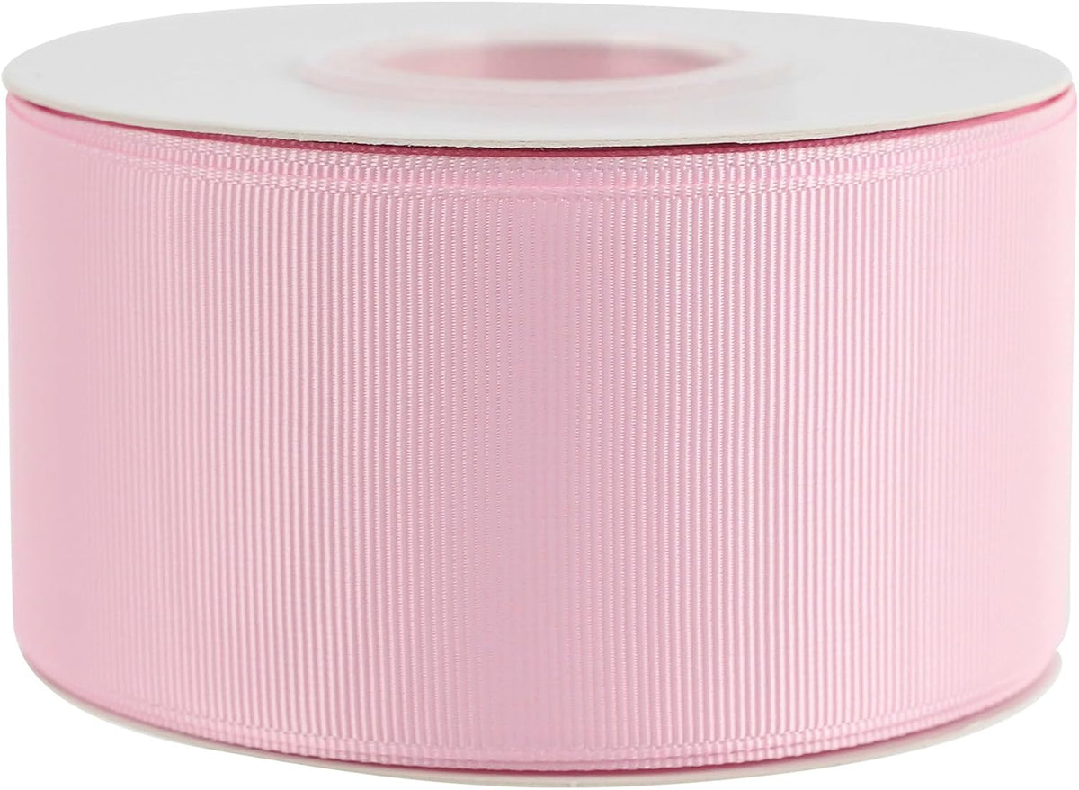 Pink Grosgrain Ribbon 2 Inch Grosgrain Hair Ribbons 25 Yards Per Roll Light Pink Baby Shower Ribbon for Hair Bow Supplies Boutique Ribbons for Crafts, Sewing, Scrapbooking