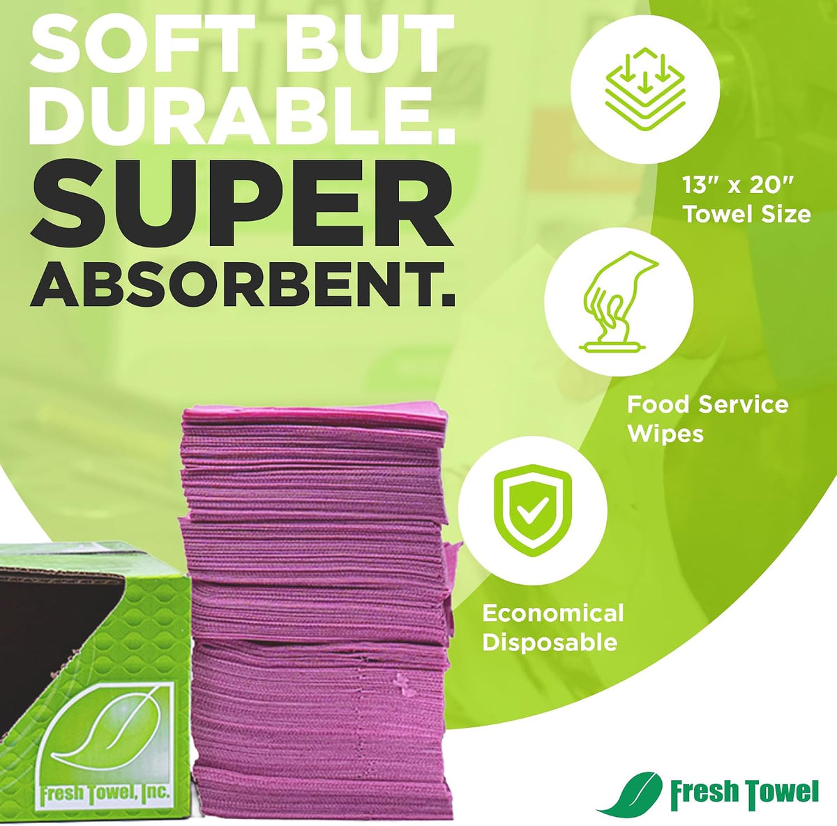 Pink Foodservice Towels, 200 Count, 13x20 Cleaning Wipes