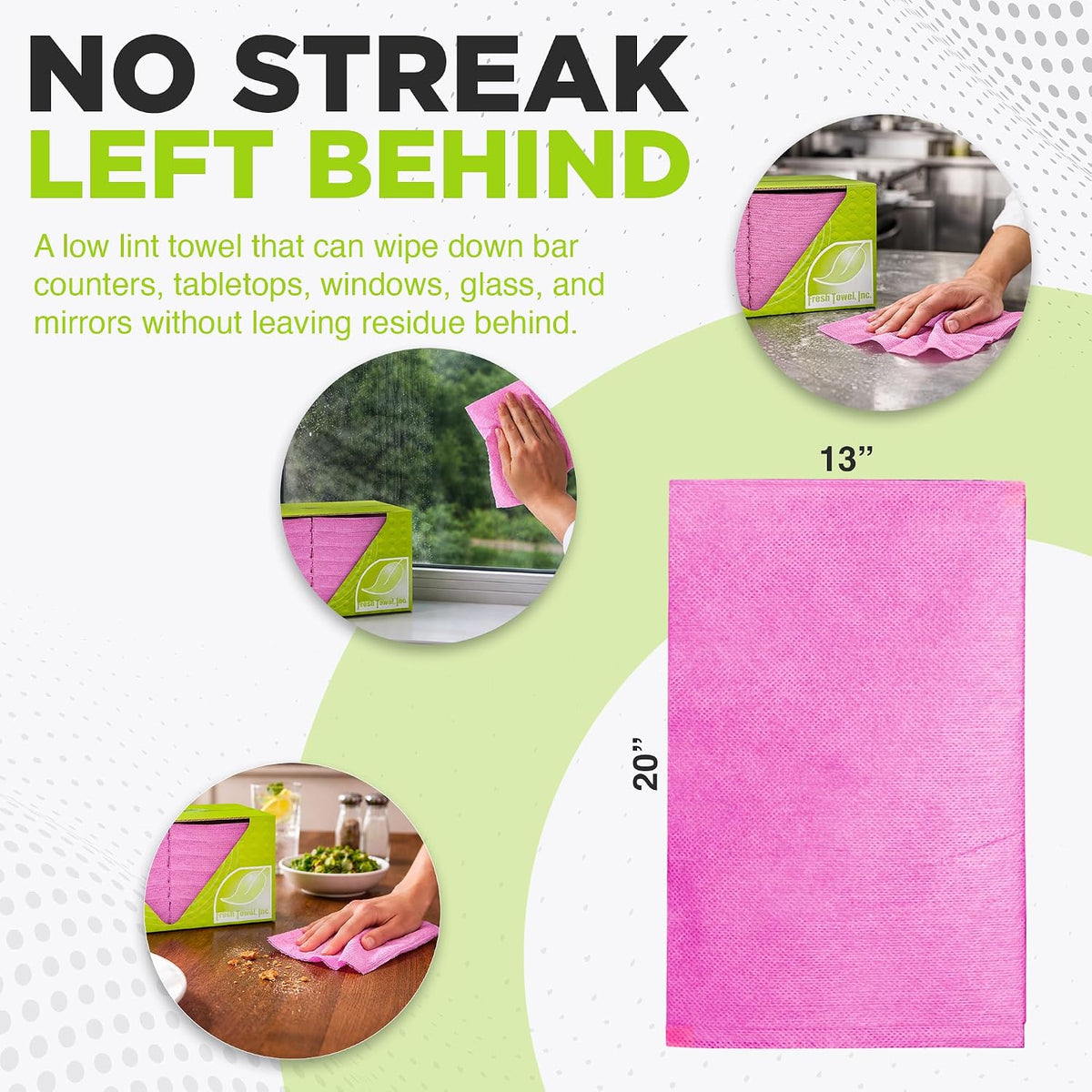 Pink Foodservice Towels, 200 Count, 13x20 Cleaning Wipes