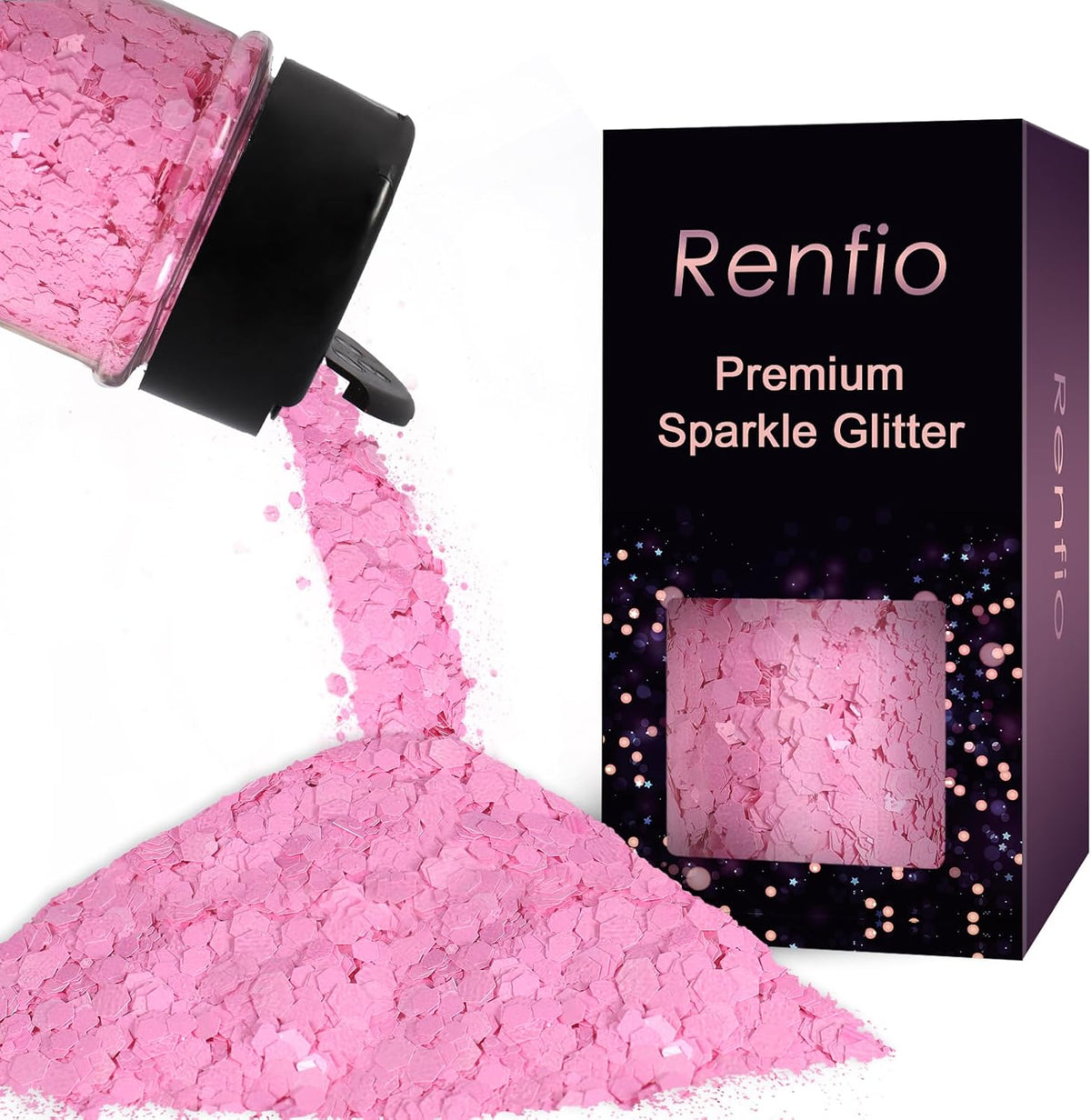 Matte Pink Chunky Glitter,1.76oz/50g Mixed Pink Resin Glitter