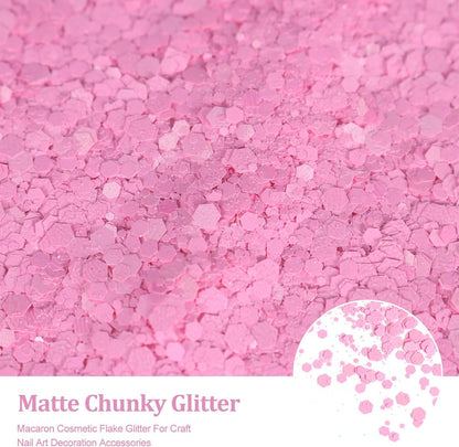 Matte Pink Chunky Glitter,1.76oz/50g Mixed Pink Resin Glitter