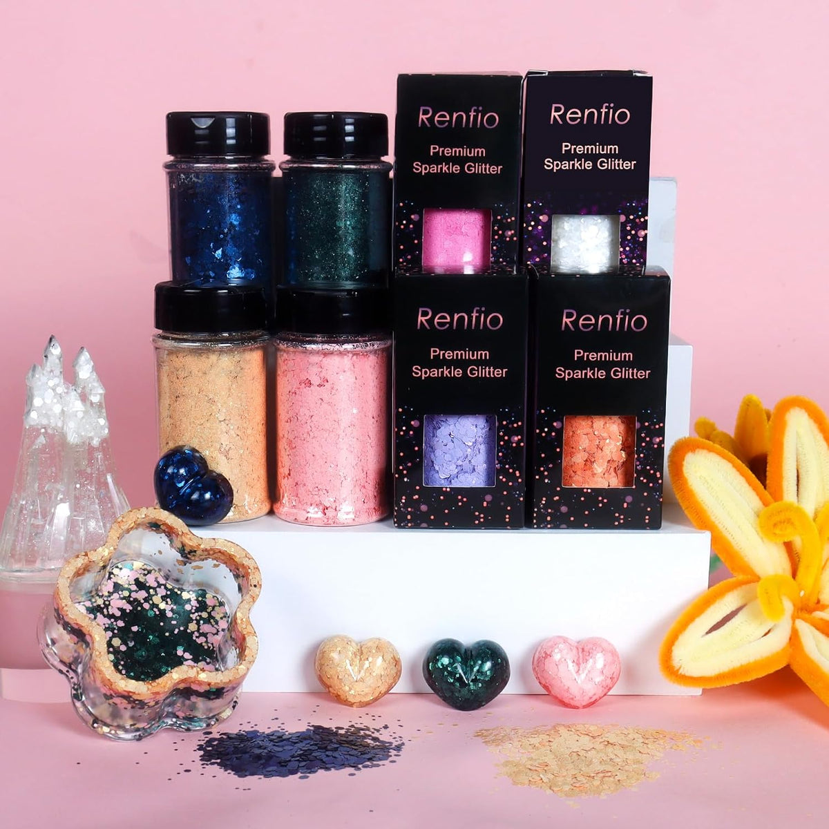 Matte Pink Chunky Glitter,1.76oz/50g Mixed Pink Resin Glitter