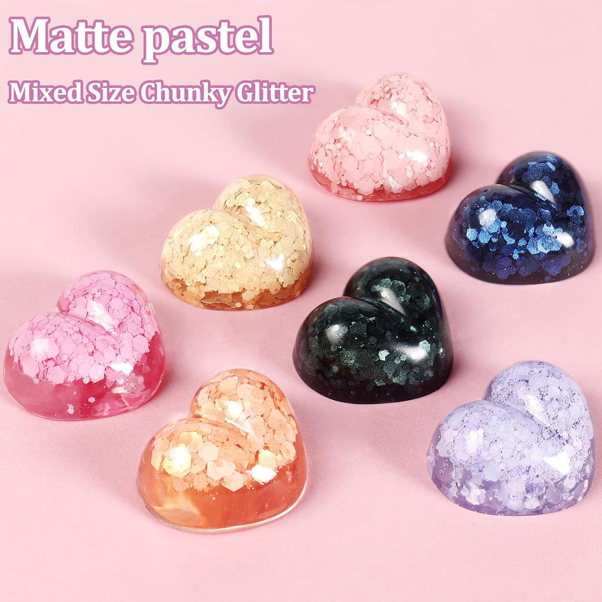 Matte Pink Chunky Glitter,1.76oz/50g Mixed Pink Resin Glitter