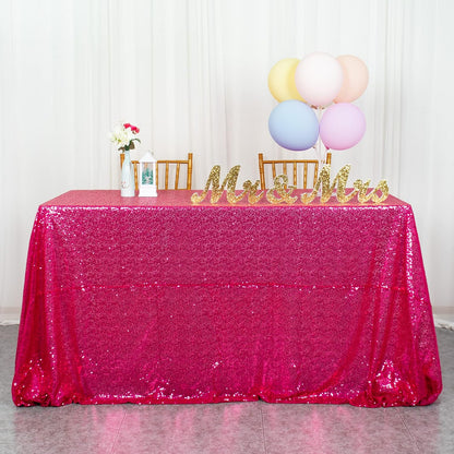 Sequin Tablecloth Rectangle 50x72-Inch Hot Pink Table Cloths for Parties Rectangular Tablecloth Overlay Fuchsia Sequin Fabric Table Linens Birthday