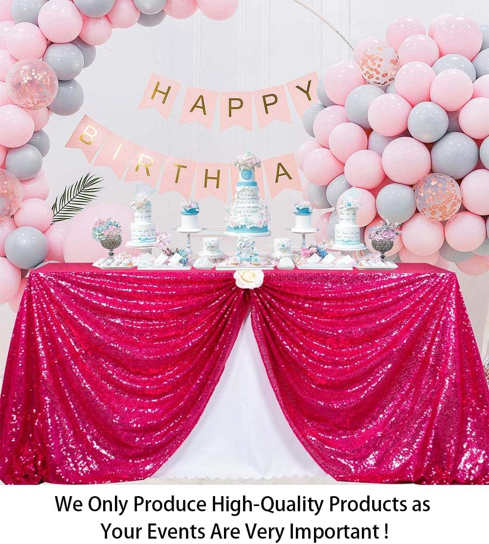 Sequin Tablecloth Rectangle 50x72-Inch Hot Pink Table Cloths for Parties Rectangular Tablecloth Overlay Fuchsia Sequin Fabric Table Linens Birthday