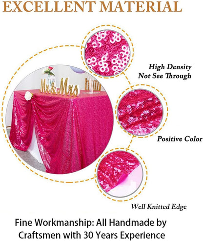 Sequin Tablecloth Rectangle 50x72-Inch Hot Pink Table Cloths for Parties Rectangular Tablecloth Overlay Fuchsia Sequin Fabric Table Linens Birthday
