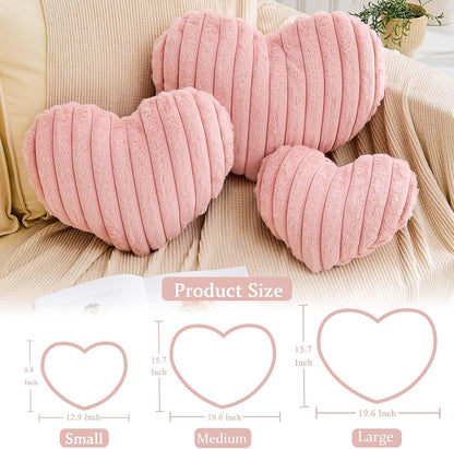 Heart Pillows Heart Decorative Pillow Soft Fluffy Heart Shaped Dusty Pink Throw Pillows with Faux Rabbit Fur Aesthetic Room Decor Cute Small Pillow for Valentines Mother's Day