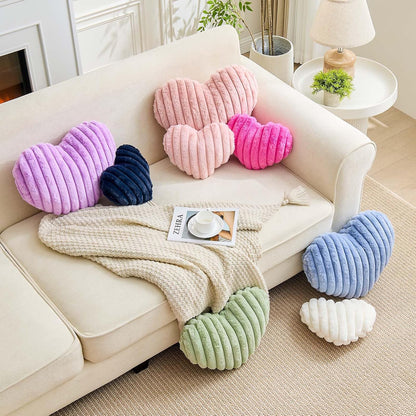 Heart Pillows Heart Decorative Pillow Soft Fluffy Heart Shaped Dusty Pink Throw Pillows with Faux Rabbit Fur Aesthetic Room Decor Cute Small Pillow for Valentines Mother's Day